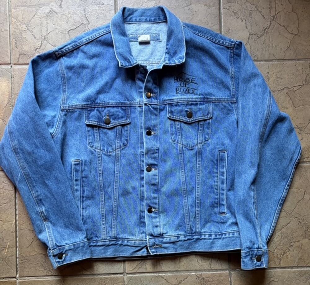 Vintage 90s House of Blues New Orleans Denim Jean Jacket Large Embroidered